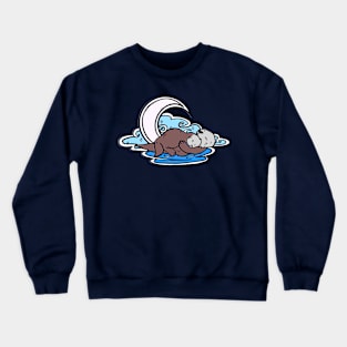 Snoozy Moonlit Otter Crewneck Sweatshirt